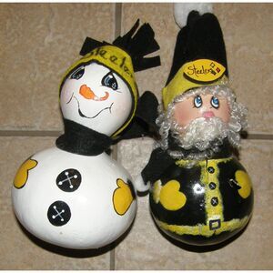 NFL Football PITTSBURGH STEELERS Handpainted Gourd Figurines 2 Pc Lot